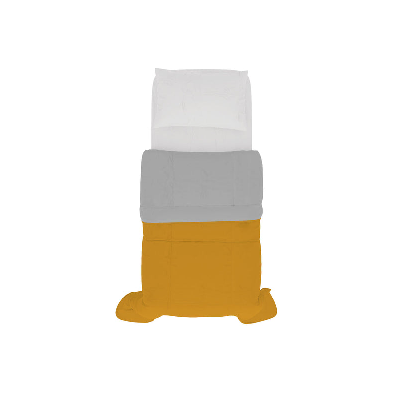 Piumino Singolo in Microfibra 120gr Doubleface Ocra/Grigio Chiaro