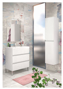 Mobile da Bagno a Terra con Lavabo 100 cm e Specchio Bali Light Bianco Frassino      
