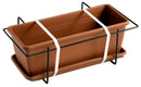 Vaso 40x17x14,5 cm in Polipropilene con Supporto Kit Cassetta Mare 40 Terracotta