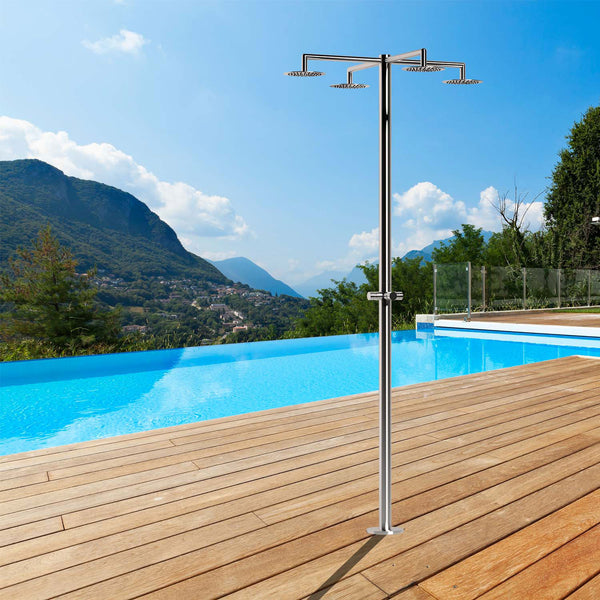 acquista Doccia da Giardino ad Acqua Fredda in Acciaio Inox con 4 Soffioni Sined Idra