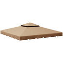 Tetto per Gazebo 300x300 cm a 2 Livelli con 8 Fori di Drenaggio in Poliestere Cachi      