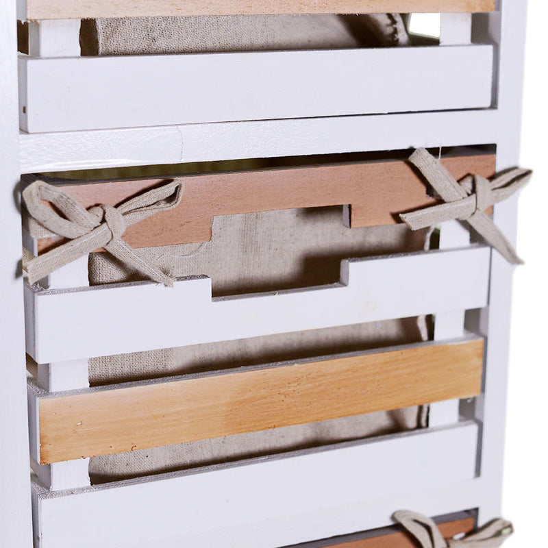 Cassettiera 6 Cassetti in Legno 58x30x66cm Matilda Noce Chiaro e Bianca