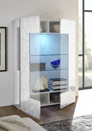 Mobile Vetrina 2 Ante 120x42x166 cm in Legno TFT Praga Bianco Lucido