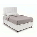 Letto Singolo Contenitore Imbottito Similpelle Bianco BoxMax Testata Vertical Varie Misure