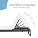 Set 2 Lettini Prendisole con Tavolino in Rattan  Nero e Bianco