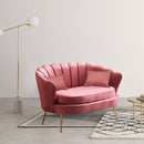 Divano salotto 122x73x78 cm 2 Posti in Velluto Seduta a Conchiglia Lola Rosa antico