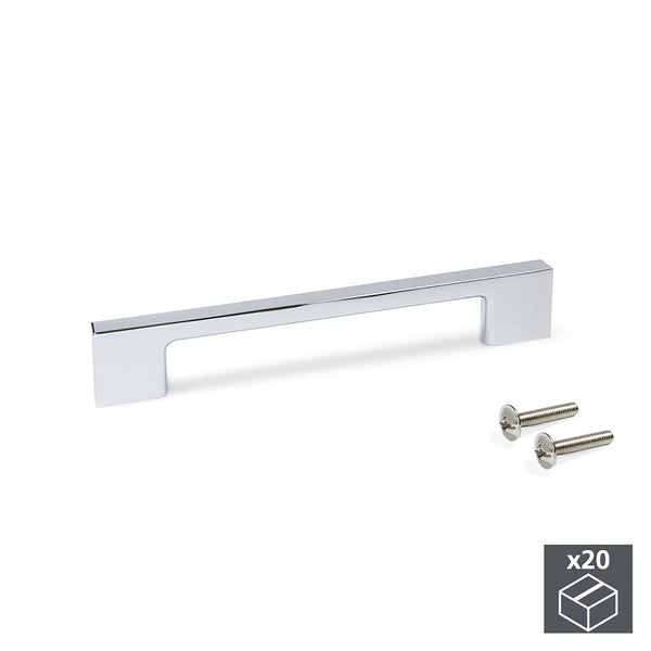 sconto Emuca Poignées de Meubles Entraxe 160 mm Zamak Chrome 20 Pièces