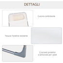 Sdraio da Giardino 182x56x28 cm Pieghevole con Schienale Reclinabile e Cuscino in Metallo e Texteline Crema      