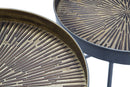 Tavolinetti Bassi Opis Set 3 Pz Ø50,5x48-46x43-40,5x38 cm in Ferro Nero e Bronzo