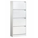 Scarpiera 4 Ante a Ribalta Doppio Ripiano 63x150x24 cm in legno rovere sbiancato