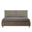 Letto Matrimoniale con Alzata Comoda Struttura Noce con Cuscini in Similpelle Appia Cappuccino Varie Misure