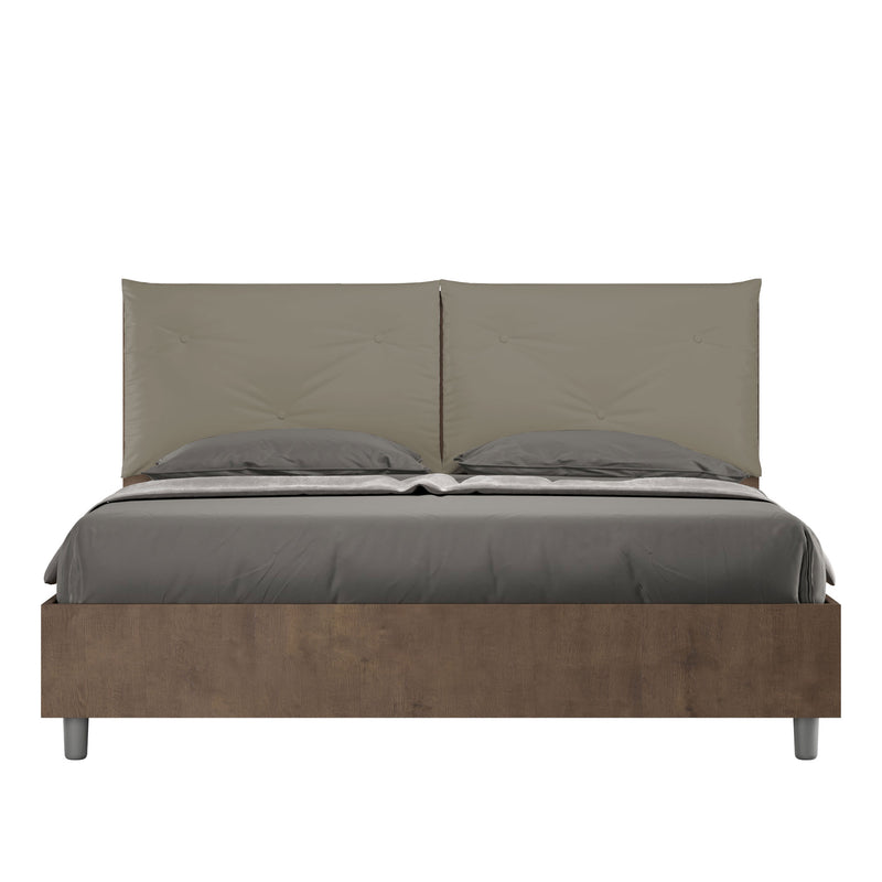 Letto Matrimoniale Struttura Noce con Cuscini in Similpelle Egos Appia Cappuccino Varie Misure