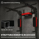 Stazione Fitness 2 in 1 da Parete per Trazioni e Dip Supporta Max 200 Kg in Acciaio Rossa      