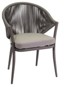 Set da Giardino Tavolo e 6 Sedie in Alluminio e Corda Renton Grigio