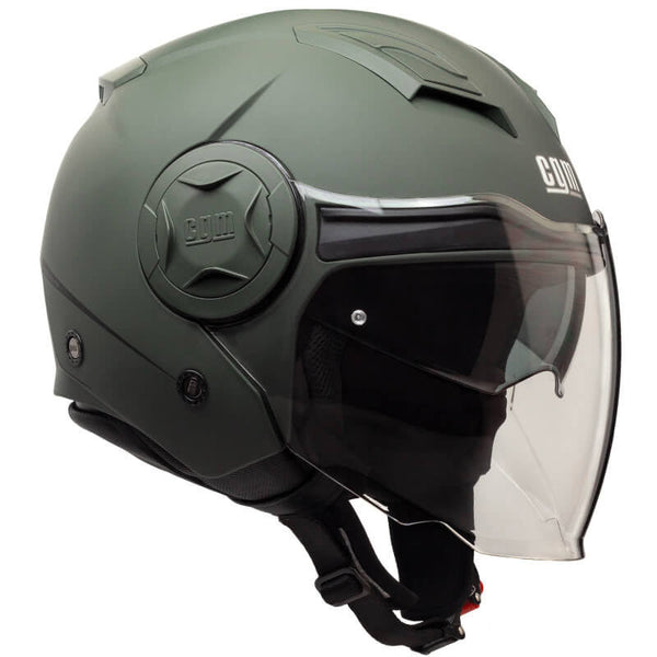 acquista Casque Jet pour Scooter Visière Longue CGM Illinois 129A Vert Mat Différentes Tailles