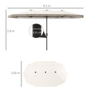 Ombrellone Doppio a 12 Stecche 450x265x260 cm in Acciaio e Poliestere Bianco Crema  