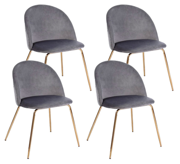 sconto Lot de 4 chaises 49x55x77h cm Tanya velours gris foncé