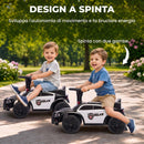 Macchina Cavalcabile Polizia per Bambini 18-36 Mesi 65x29,5x36 cm a Spinta Manuale con Musica e Vano Sottosedile in PP Nero      