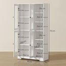 Credenza da Cucina 90x35x172 cm Mobile Dispensa con 4 Ante in Vetro Soft-Close 6 Ripiani Aperti in MDF Bianco      