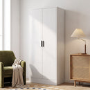 Armadio Slim 70x37x164 cm con Barra Appendiabiti e Ripiani in Truciolato Bianco      