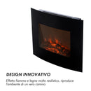 Camino Elettrico da Parete Effetto Fiamma 900W/1800W Nero 