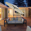 Ombrellone da Giardino con Luci LED a Pannello Solare Ø2,66m in Metallo e Poliestere Bianco Crema