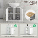 Mobile per Lavabo 60x30x60 cm Sotto Lavabo con 2 Ante e Ritaglio a Forma di U in MDF Bianco      
