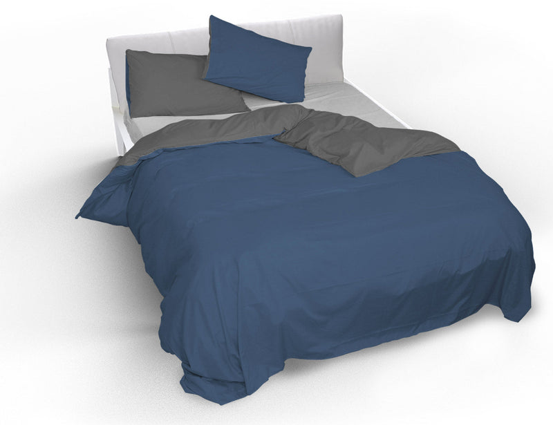 Copripiumino con Sacco e Federe Doubleface Avio\/Fumo