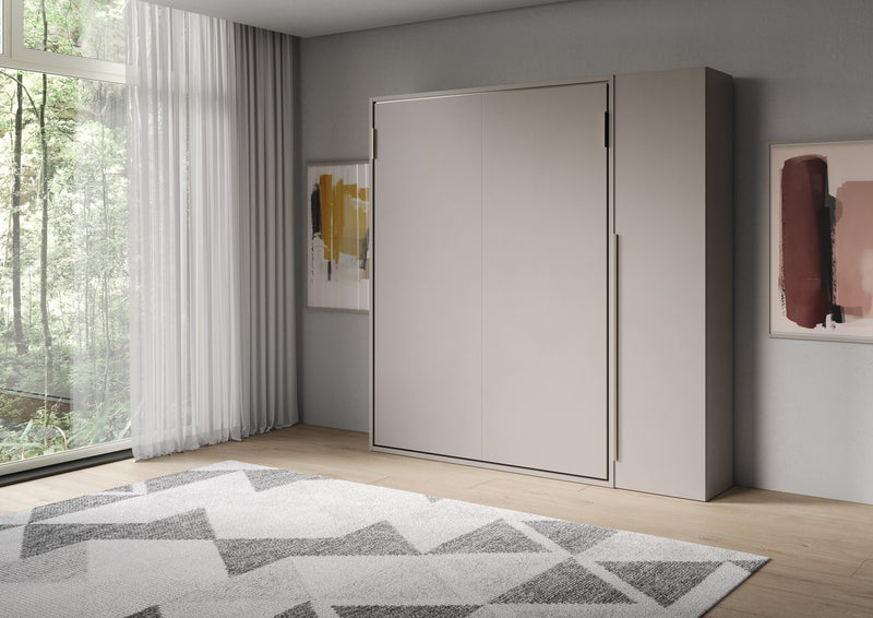 Letto Matrimoniale Francese A Scomparsa 140 Versia Con Armadio 1 Anta Dx Argilla      