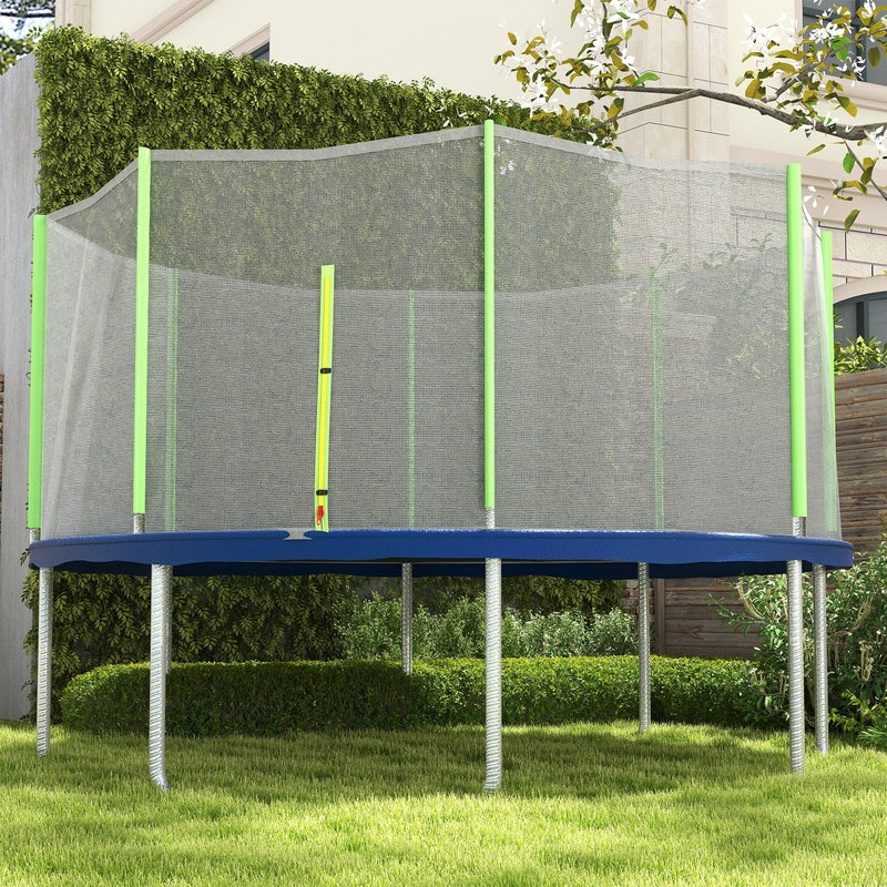 Rete di Protezione per Trampolini a 8 Pali con Ingresso con Cerniera Ø366x180 cm in PE Nero e Verde