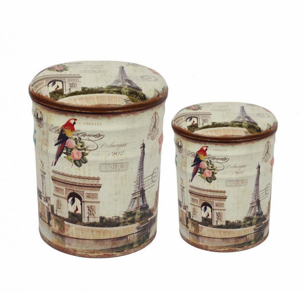 online Lot de 2 poufs de rangement ronds en MDF Paris