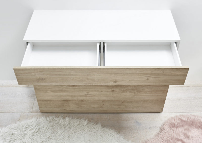 Credenza Mobile Soggiorno 1 Anta 2 Vani 111x42x82 cm TFT Akira Bianco Lucido