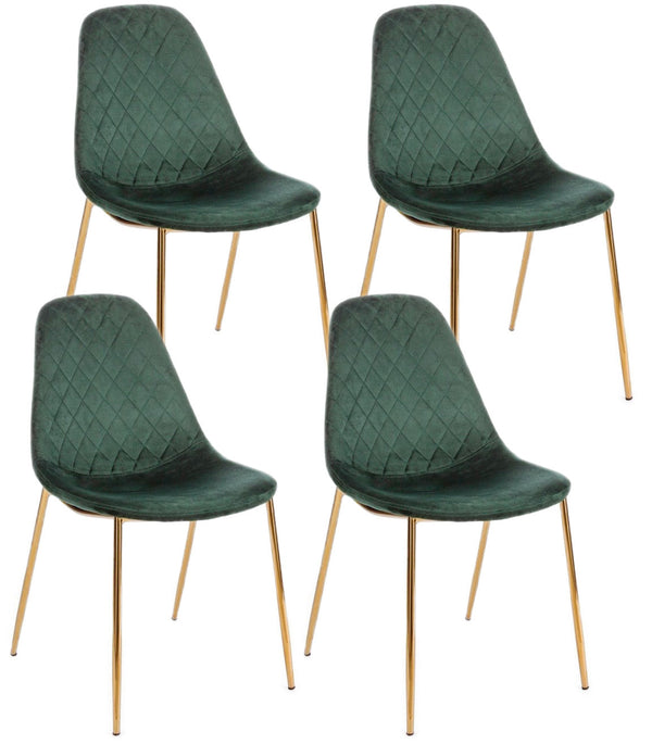 Lot de 4 chaises rembourrées 48x55x85 cm Terry en velours vert foncé prezzo