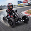Go-Kart Elettrico per Bambini 3-6 Anni 98x55,5x46,5 cm con Doppio Motore 12 V Fari LED e 1,5-4 km/h in PP Nero      