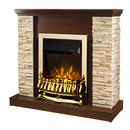 Camino Elettrico da Pavimento 90,3x98x30 cm Effetto Fiamma 2000W Rock & Galileo Gold Noce