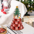 Calendario Avvento di Natale a Cono 22x22x35 cm Con 10 Luci a LED in Compensato