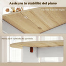 Tavolo Pieghevole per 6 Persone 163x80x75 cm con 2 Ribalte Ovale in Legno Color Legno      