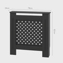Copritermosifone Traforato a Croce con Ripiano e Fissaggio a Muro 78x19x82 cm in Legno MDF Nero 
