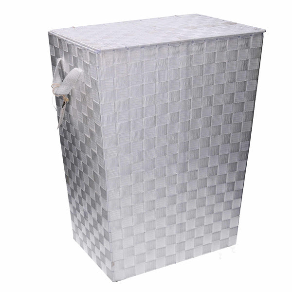 prezzo Panier à linge rectangulaire en polyester blanc 40x30xh53 cm