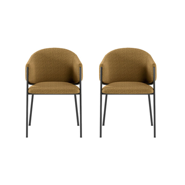sconto Set 2 Sedie Medea 53x60x78 cm in Tessuto Easy-Clean Bouclé Ocra