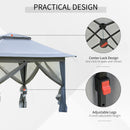 Gazebo da Giardino 3,64x3,64x2,94m in Acciaio e Tessuto Oxford Grigio