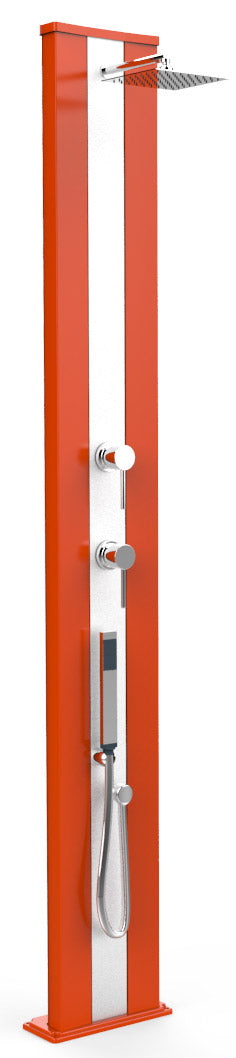 Doccia Solare da Esterno Giardino 40L Miscelatore e Doccetta Mobile Arkema Dada S Fascia Inox Arancione sconto