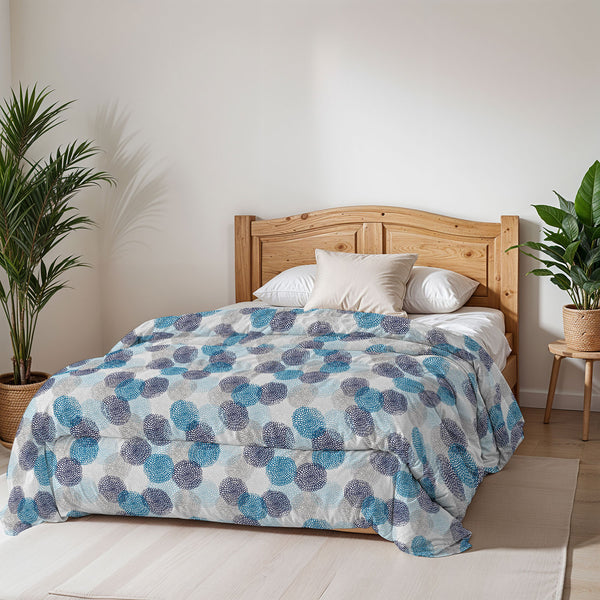 sconto Trapunta Invernale Stampata in Microfibra 200gr Double Face Soffioni Blu Varie Misure