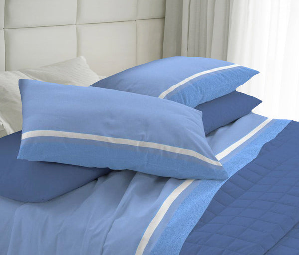 Ensemble de draps et taies d'oreiller en coton Cober Belfast bleu clair différentes tailles sconto