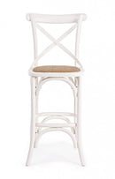 Sgabello Bar Cross Bianco in Legno