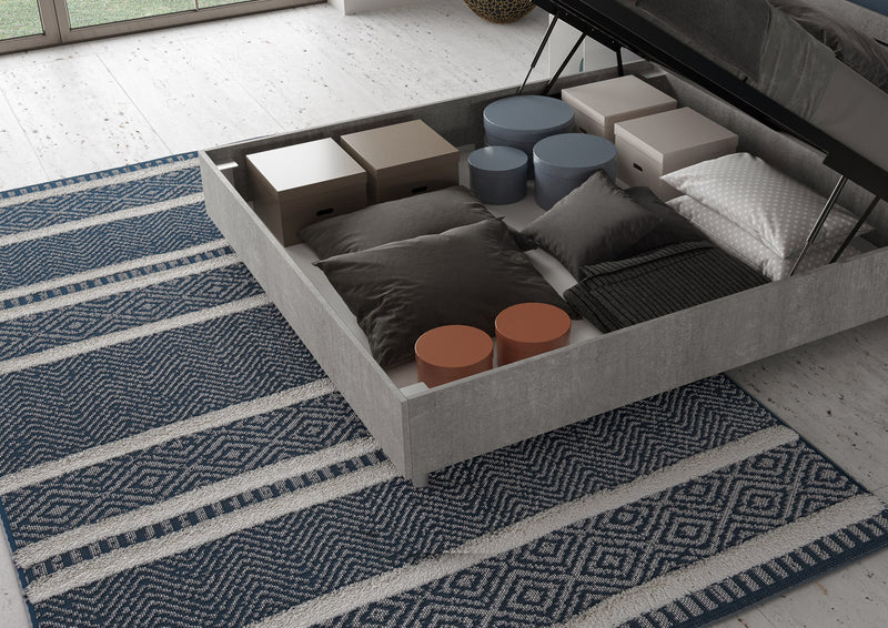 Letto Matrimoniale Struttura Cemento con Cuscini in Similpelle Egos Antea Cappuccino Varie Misure