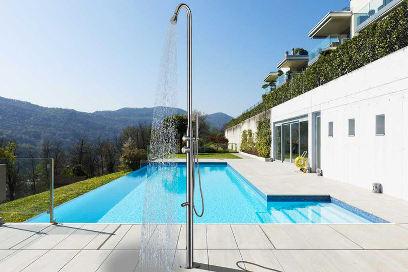 Doccia da Giardino 228x18x17,5 cm con Soffione Lavapiedi e Doccetta Sined Stintino Inox