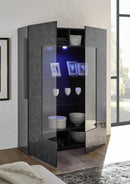 Mobile Vetrina 2 Ante 120x42x166 cm in Legno TFT Praga Nero Lucido