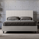 Letto Matrimoniale con Testata e Alzata Comoda Imbottito in Similpelle Sunny Bianco Varie Misure