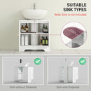 Mobile Sotto Lavabo Bagno 60x30x65 cm a 2 Ante con Ripiano Regolabile su 3 Livelli in Legno Bianco      